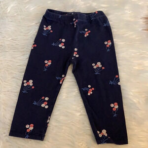 Girls baby gap navy blue floral leggings size 12-18 mos